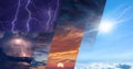 Weather forecast concept, collage of variety weather conditions Royalty Free Stock Photo