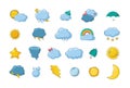 Weather forecast drawing. Collection of symbols.