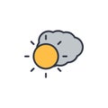Weather forecast glossy icon. Cloudy icon on white background
