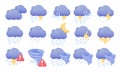 Weather forecast icon. Black clouds on a rainy and windy day from a storm 3d vector illustration Royalty Free Stock Photo