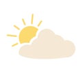 Weather forecast icon, seasons clouds. Cloudy climate with sun. Royalty Free Stock Photo