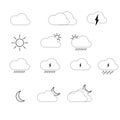 Weather forecast icons outline set Royalty Free Stock Photo