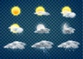 Weather forecast icons realistic vector set Royalty Free Stock Photo