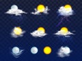 Weather forecast icons realistic vector set