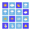 Weather forecast info icon collection layered style. Climat weather elements. Modern button for Metcast WF report, meteo Royalty Free Stock Photo