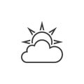 Weather forecast line icon, partly cloudy outline logo il