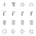 Weather forecast line icons set Royalty Free Stock Photo