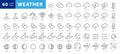Weather forecast - outline web icon set, vector illustrations