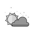 Flat Grayscale Icon - Forecast partly cloudy Royalty Free Stock Photo