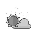 Flat Grayscale Icon - Forecast partly sunny Royalty Free Stock Photo