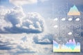 Weather forecast presentation report background with beautiful clouds.