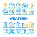 weather forecast rain sun cloud icons set vector Royalty Free Stock Photo