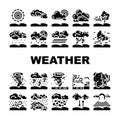 weather forecast rain sun cloud icons set vector Royalty Free Stock Photo