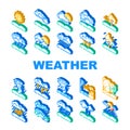 weather forecast rain sun cloud icons set vector Royalty Free Stock Photo