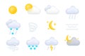 Weather forecast realistic 3d icon template collection vector illustration. Meteorology climate