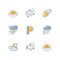 Weather forecast RGB color icons set Royalty Free Stock Photo