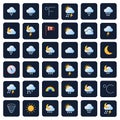 Weather forecast vector icons. Climate and meteo symbols Royalty Free Stock Photo