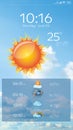 Weather forecast widget. Mobile application Royalty Free Stock Photo