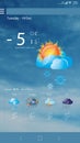 Weather forecast widget. Mobile application Royalty Free Stock Photo