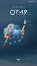Weather forecast widget. Mobile application Royalty Free Stock Photo