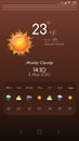 Weather forecast widget. Mobile application Royalty Free Stock Photo