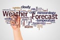 Weather Forecast word cloud and hand with marker concept