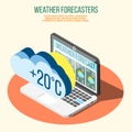 Weather Forecasters Isometric Composition Royalty Free Stock Photo