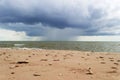 Weather front coming over sea, storm is approaching. One minute before the hurricane. Cyclone background. Royalty Free Stock Photo