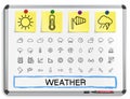 Weather hand drawing line icons Royalty Free Stock Photo