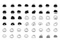 Set of weather icons on transparent background. Royalty Free Stock Photo