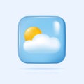 Weather icon, Cloud, and sun. Vector illustration in minimal 3D style Royalty Free Stock Photo