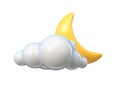 Weather icon Cloudy night with moon 3D