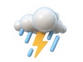 Weather icon Rain storm with lightning 3D Royalty Free Stock Photo
