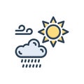 Color illustration icon for Weather, raindrop and season