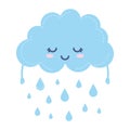 Weather icon of a raining cloud on white background