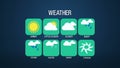 Weather icon set animation, sunny, little cloudy, cloudy, rainy, stormy, hailing, snowy, typhoon