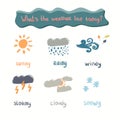 Weather icon set in cartoon style Royalty Free Stock Photo