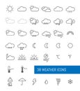 Thin line weather icons set. Royalty Free Stock Photo