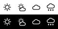 Weather icon set. Sunny, cloudy, gloomy, and rain. Forecast or weather prediction