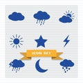 Weather icon set flat style. Royalty Free Stock Photo