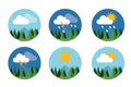 Weather icon set flat vector forecast sky cloud sunny thunder Royalty Free Stock Photo