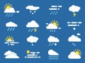 Weather icon set. Meteo symbols. Vector pictures in flat style Royalty Free Stock Photo