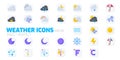 Weather Icon set for web and mobile app, Flat Icons Vector Royalty Free Stock Photo