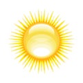 Weather icon - shiny sun in the sky. Vector illustration