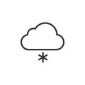 Linear style snowy cloud icon. Simple weather isolated cloud on white background. Flat vector symbol eps10 Royalty Free Stock Photo