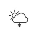 Linear style snowy cloud and sun icon. Simple weather isolated cloud on white background. Flat vector symbol eps10 Royalty Free Stock Photo