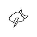 Linear style sunny and lightning cloud icon. Simple weather isolated cloud on white background. Flat vector symbol eps10 Royalty Free Stock Photo
