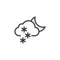 Linear style snowy cloud and moon icon. Simple weather isolated cloud on white background. Flat vector symbol eps10 Royalty Free Stock Photo