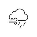 Linear style windy and rainy cloud icon. Simple weather isolated cloud on white background. Flat vector symbol eps10 Royalty Free Stock Photo