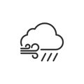 Linear style windy and rainy cloud icon. Simple weather isolated cloud on white background. Flat vector symbol eps10 Royalty Free Stock Photo